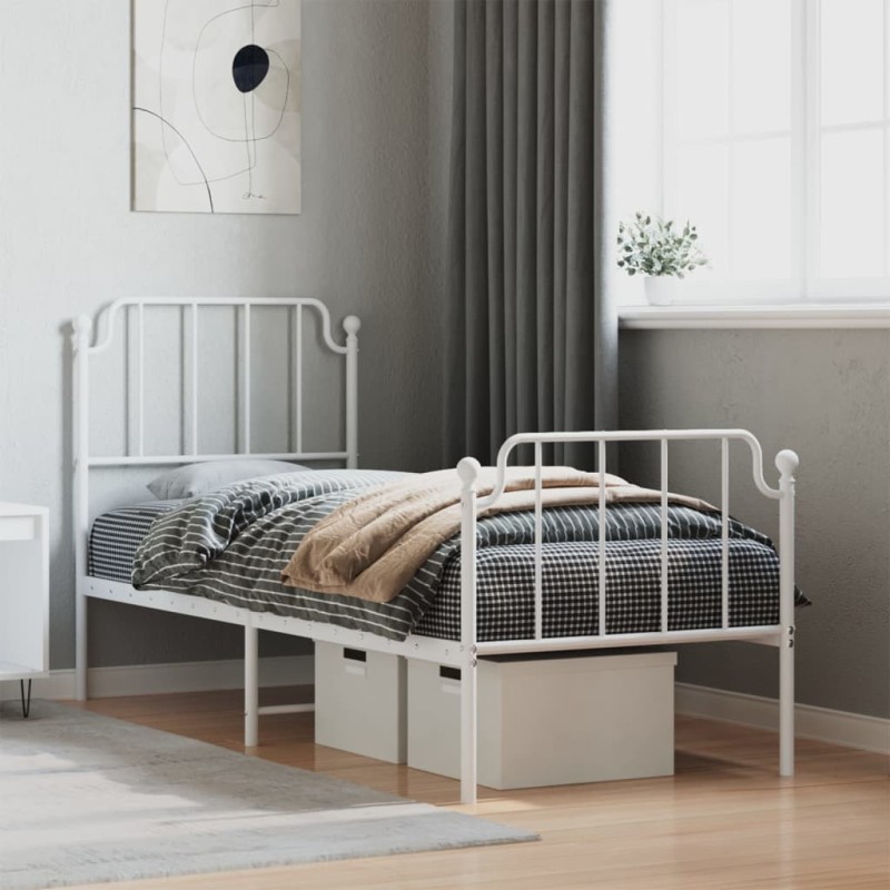 vidaXL Estructura cama metal con cabecero y pie cama blanca 80x200 cm vidaXL Estructura cama metal con cabecero y pie cama blanca 80x200 cm