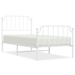 vidaXL Estructura cama metal con cabecero y pie cama blanca 90x200 cm