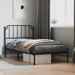 vidaXL Estructura de cama con cabecero metal negro 100x200 cm