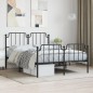 vidaXL Estructura de cama con cabecero y estribo metal negro 140x190cm