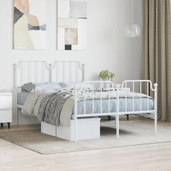 vidaXL Estructura cama metal con cabecero y estribo blanco 120x190 cm