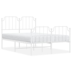 vidaXL Estructura cama metal con cabecero y estribo blanco 120x190 cm