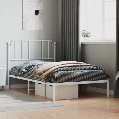 vidaXL Estructura de cama de metal con cabecero blanco 107x203 cm