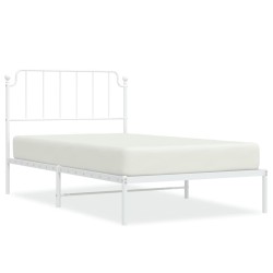 vidaXL Estructura de cama de metal con cabecero blanco 107x203 cm