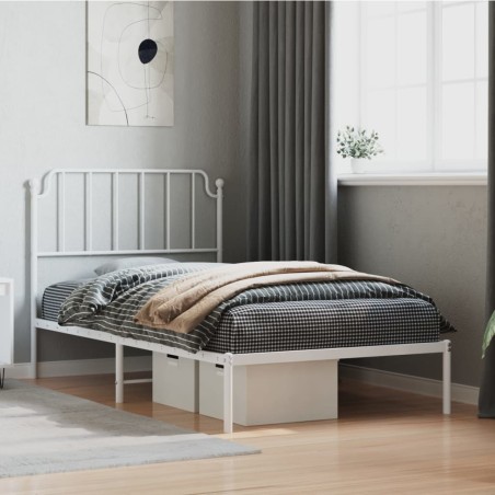 vidaXL Estructura de cama de metal con cabecero blanco 100x190 cm