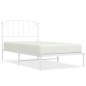 vidaXL Estructura de cama de metal con cabecero blanco 100x190 cm vidaXL Estructura de cama de metal con cabecero blanco 100x190 cm