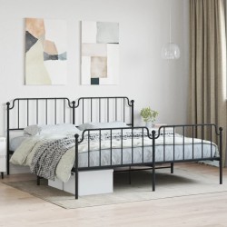 vidaXL Estructura de cama cabecero y pie de cama metal negro 193x203cm