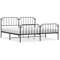 vidaXL Estructura de cama cabecero y pie de cama metal negro 193x203cm