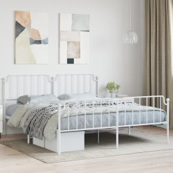 vidaXL Estructura cama metal con cabecero y estribo blanco 180x200 cm