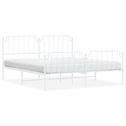 vidaXL Estructura cama metal con cabecero y estribo blanco 180x200 cm