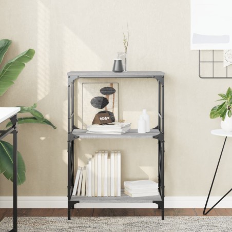 vidaXL Librería 3 estantes madera ingeniería gris Sonoma 59x35x90,5 cm