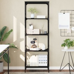 vidaXL Librería de 5 estantes madera ingeniería negro 59x35x171 cm