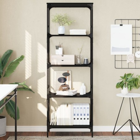 vidaXL Librería de 5 estantes madera ingeniería negro 59x35x171 cm