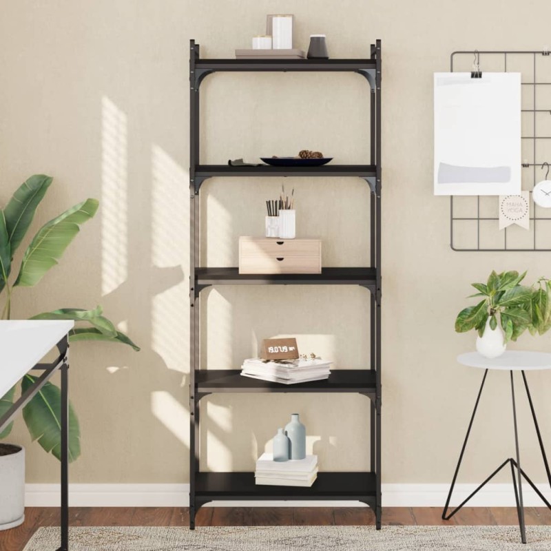 vidaXL Librería de 5 estantes madera de ingeniería negro 60x30x154 cm vidaXL Librería de 5 estantes madera de ingeniería negro 60x30x154 cm