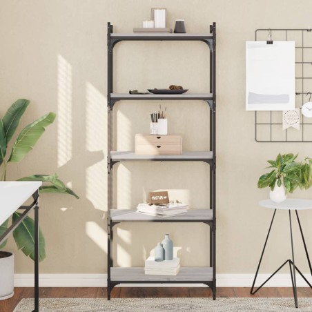 vidaXL Librería 5 estantes madera ingeniería gris Sonoma 60x30x154 cm