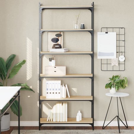 vidaXL Librería 6 estantes madera ingeniería roble Sonoma 80x30x188 cm
