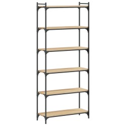 vidaXL Librería 6 estantes madera ingeniería roble Sonoma 80x30x188 cm