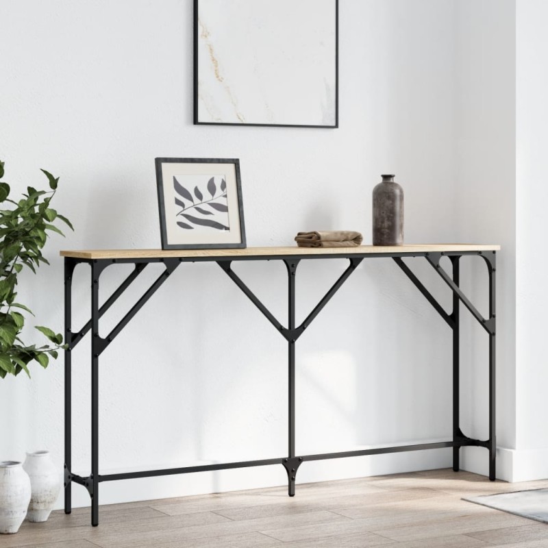 vidaXL Mesa consola madera de ingeniería roble Sonoma 140x23x75 cm vidaXL Mesa consola madera de ingeniería roble Sonoma 140x23x75 cm