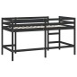 vidaXL Cama alta de niños escalera madera maciza pino negra 90x200 cm vidaXL Cama alta de niños escalera madera maciza pino negra 90x200 cm