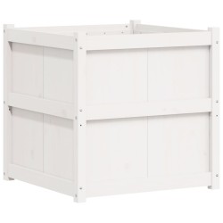 vidaXL Jardinera de madera maciza de pino blanca 70x70x70 cm