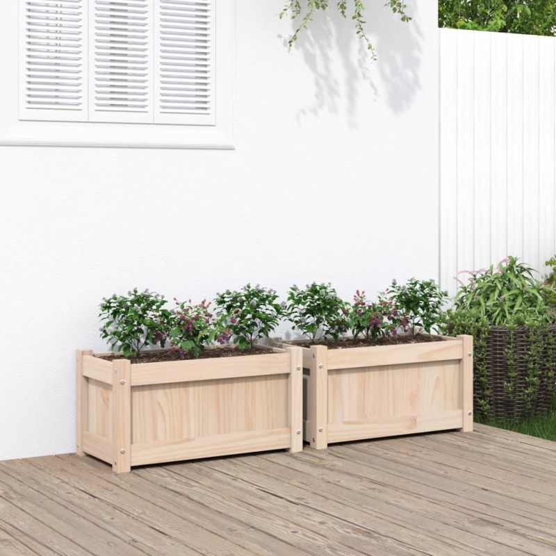 vidaXL Jardineras de exterior 2 unidades madera maciza de pino vidaXL Jardineras de exterior 2 unidades madera maciza de pino