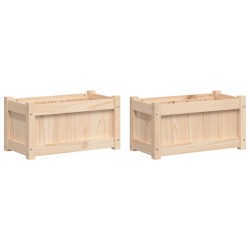 vidaXL Jardineras de exterior 2 unidades madera maciza de pino