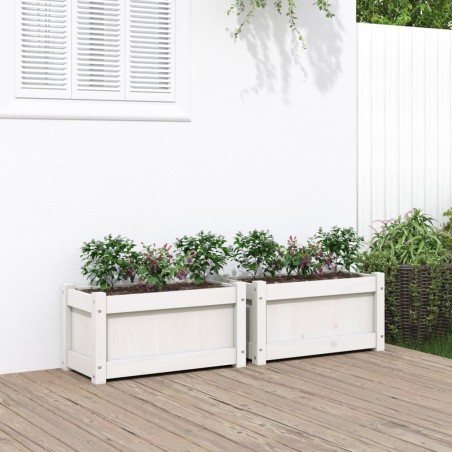 vidaXL Jardineras de exterior 2 unidades madera maciza de pino blanco
