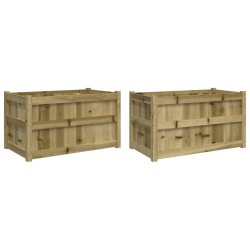 vidaXL Jardineras de exterior 2 unidades madera impregnada de pino