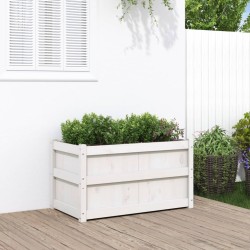 vidaXL Jardinera de madera maciza de pino blanca 90x50x50 cm