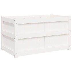 vidaXL Jardinera de madera maciza de pino blanca 90x50x50 cm