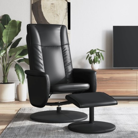 vidaXL Sillón reclinable con reposapiés cuero sintético negro