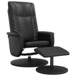 vidaXL Sillón reclinable con reposapiés cuero sintético negro