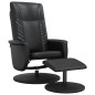 vidaXL Sillón reclinable con reposapiés cuero sintético negro vidaXL Sillón reclinable con reposapiés cuero sintético negro