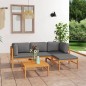 vidaXL Set de muebles de jardín 5 pzas madera de teca y cojines gris vidaXL Set de muebles de jardín 5 pzas madera de teca y cojines gris