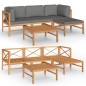 vidaXL Set de muebles de jardín 5 pzas madera de teca y cojines gris vidaXL Set de muebles de jardín 5 pzas madera de teca y cojines gris