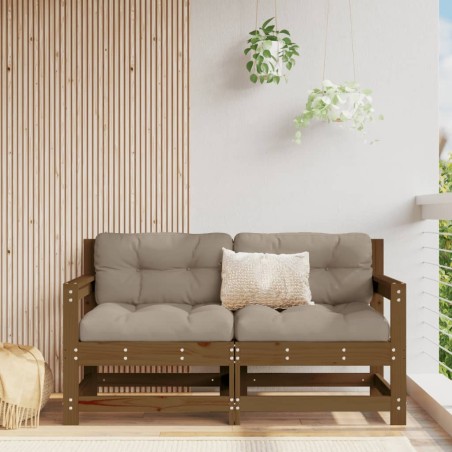 vidaXL Sofás de esquina de jardín 2 uds madera maciza pino marrón miel