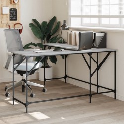 vidaXL Escritorio madera de ingeniería gris Sonoma 149x149x75 cm