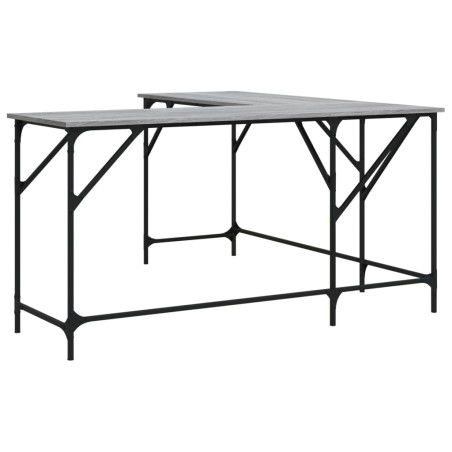 vidaXL Escritorio madera de ingeniería gris Sonoma 149x149x75 cm