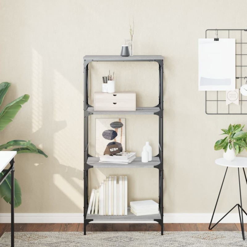 vidaXL Librería 4 estantes madera ingeniería gris Sonoma 59x35x132 cm