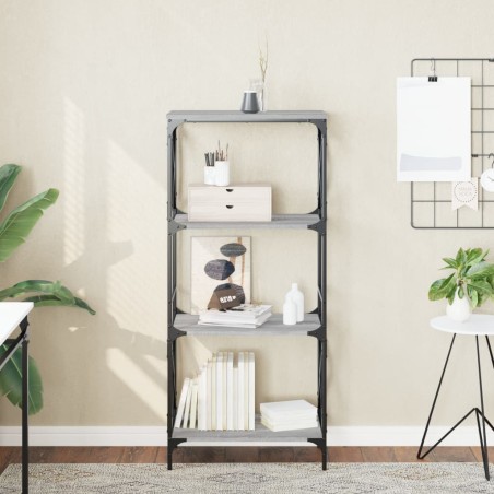 vidaXL Librería 4 estantes madera ingeniería gris Sonoma 59x35x132 cm