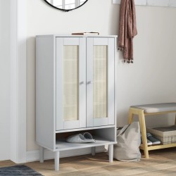 vidaXL Zapatero SENJA aspecto ratán madera maciza blanco 59,5x35x107cm