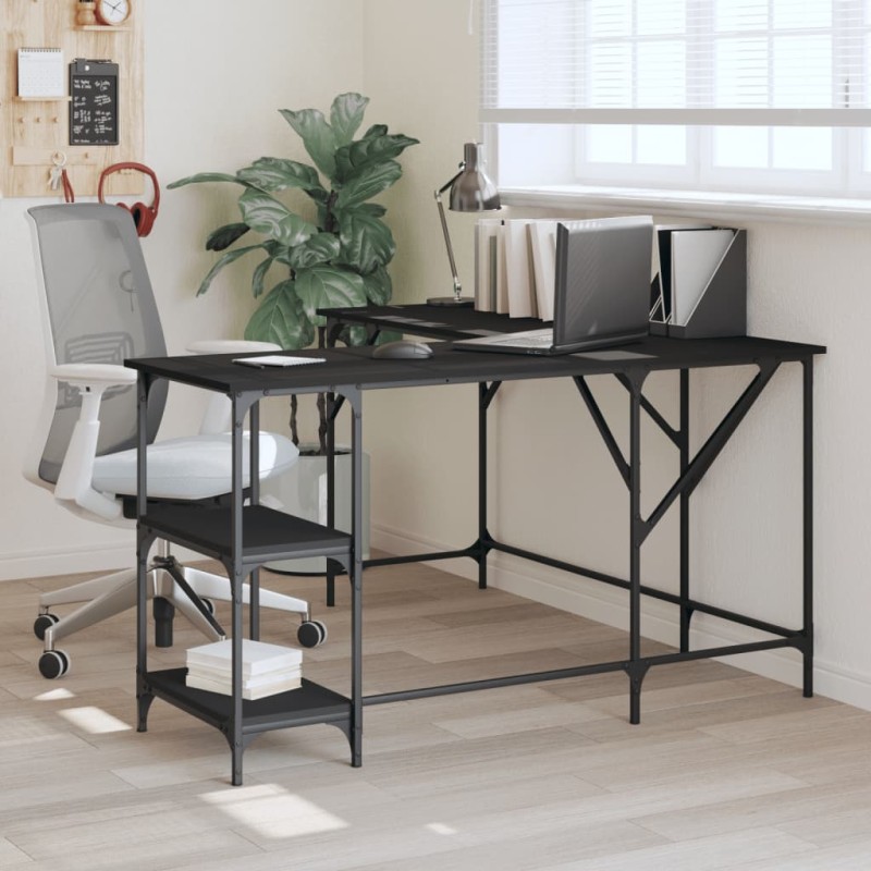 vidaXL Escritorio madera de ingeniería negro 139x139x75 cm vidaXL Escritorio madera de ingeniería negro 139x139x75 cm