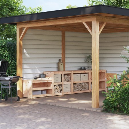 vidaXL Muebles de cocina de exterior 4 piezas madera maciza de pino