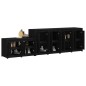 vidaXL Muebles de cocina de exterior 3 pzas madera maciza pino negro