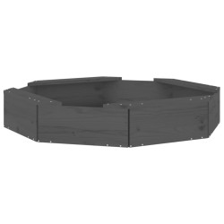 vidaXL Arenero con asientos octógono madera maciza de pino gris