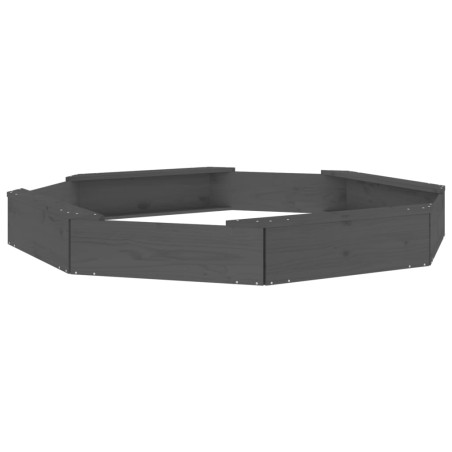vidaXL Arenero con asientos octógono madera maciza de pino gris