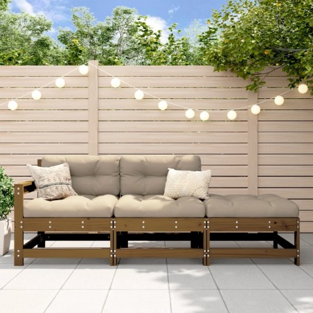 vidaXL Juego de muebles jardín 3 pzas madera maciza pino marrón miel