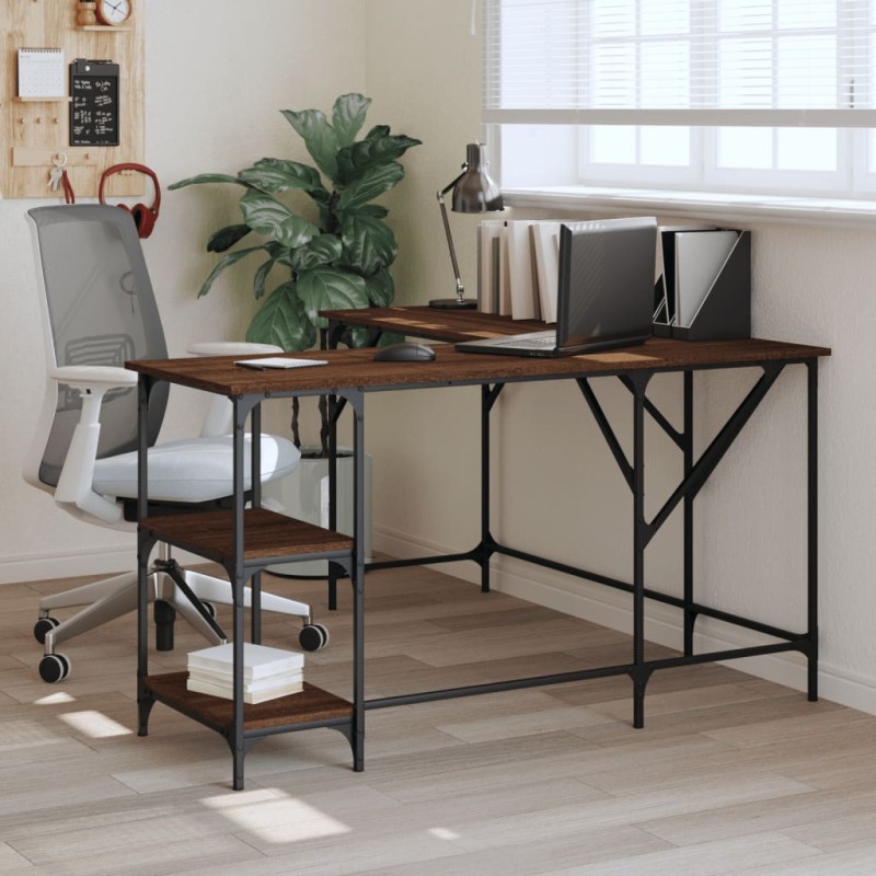 vidaXL Escritorio madera de ingeniería roble marrón 139x139x75 cm vidaXL Escritorio madera de ingeniería roble marrón 139x139x75 cm