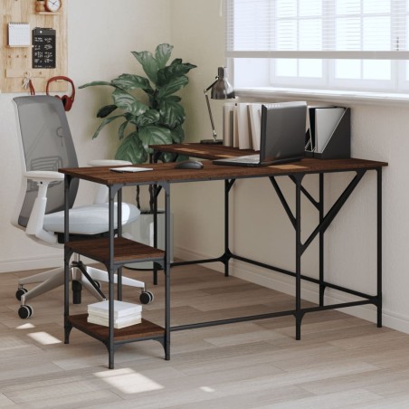 vidaXL Escritorio madera de ingeniería roble marrón 139x139x75 cm