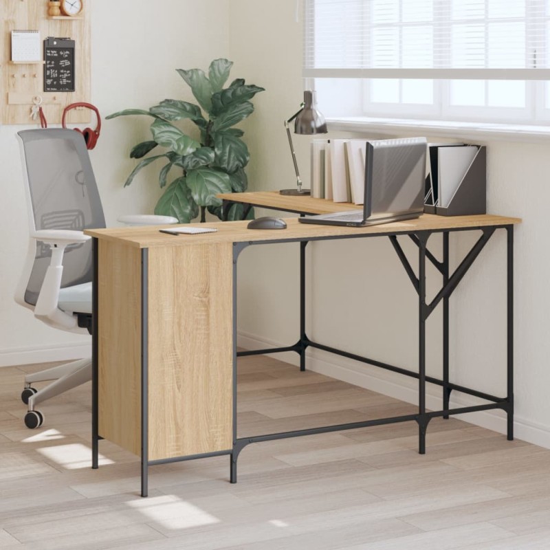 vidaXL Escritorio madera de ingeniería roble Sonoma 141x141x75 cm vidaXL Escritorio madera de ingeniería roble Sonoma 141x141x75 cm